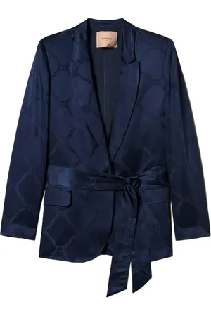 Twin-Set Blazers, female, , Size: S Navy Satin Blazer