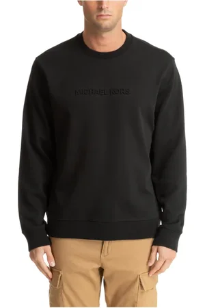 Michael Kors Sweatshirts, male, , Size: M Logo Embossed Cotton Blend Sweater