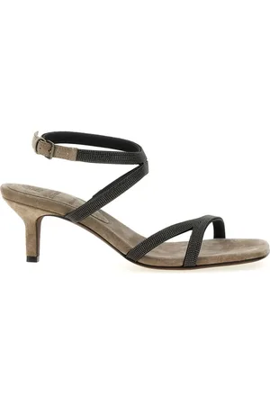 Brunello Cucinelli High Heel Sandals, female, , Size: 8 US Elegant Monile Sandals with 60mm Heel