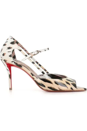 Christian Louboutin High Heel Sandals, female, , Size: 8 1/2 US Leopard Print Cut-Out Open Toe Heels