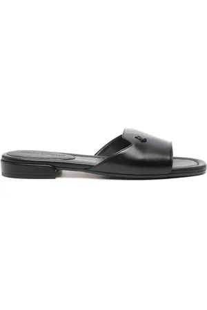 Jimmy Choo Sliders, female, , Size: 7 1/2 US Leather Flat Sandals Square Toe