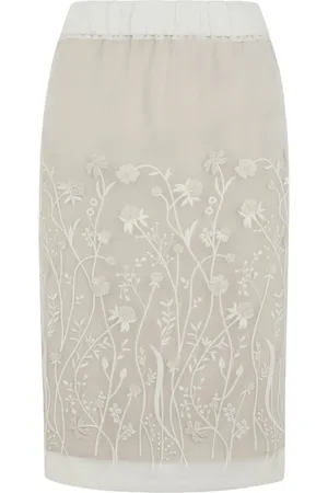 P.A.R.O.S.H. Midi Skirts, female, , Size: XS Floral Embroidered Midi Skirt