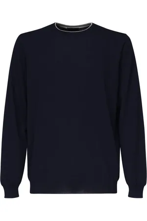 FAY Round-neck Knitwear, male, , Size: 3XL Crew Neck Sweater with Ribbed Details
