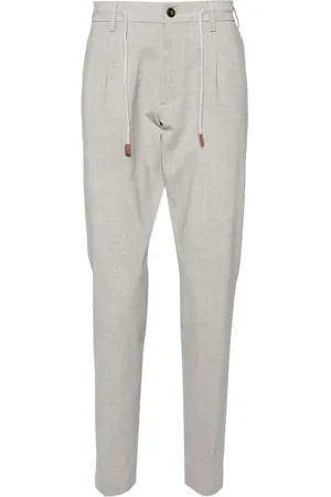 ELEVENTY Slim-fit Trousers, male, , Size: W30 Slub Texture Grey Tapered Trousers