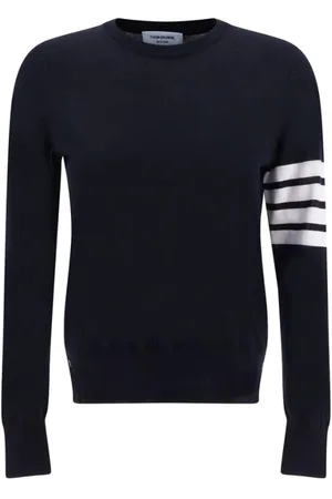 Thom Browne Round-neck Knitwear, female, , Size: L Striped Wool Crewneck Sweater