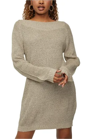 JACQUELINE DE YONG Knitted Dresses, female, , Size: 2XS Boat Neck Sweater Dress