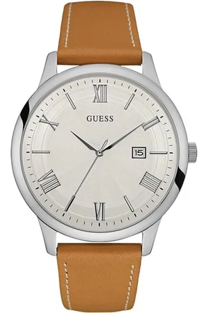 Guess Watches, male, , Size: ONE SIZE Leather Classic Analog Watch