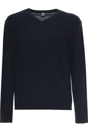 Sergio Tacchini V-neck Knitwear, male, , Size: L Wool V-Neck Sweater with Ribbed Hems and Visible Logo