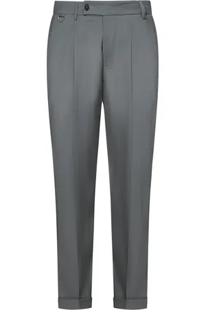 LOW BRAND Suit Trousers, male, , Size: W40 Grey Wool Carrot Fit Trousers