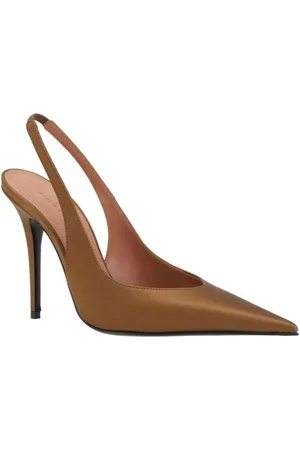 Amina Muaddi Pumps, female, , Size: 7 1/2 US Satin Slingback Stiletto Heel Pumps