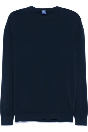 FEDELI Round-neck Knitwear, male, , Size: 3XL Cotton Crew Neck Sweater