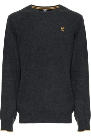 Sergio Tacchini Round-neck Knitwear, male, , Size: XL Round Neck Cashmere Wool Blend Sweater with Visible Logo