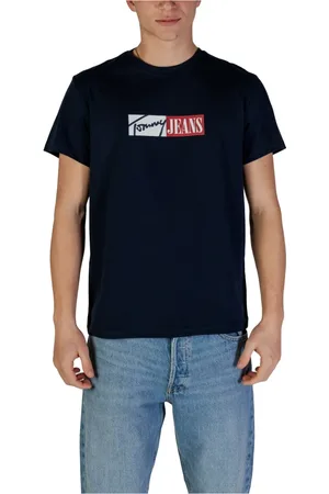 Tommy Hilfiger T-Shirts, male, , Size: S Printed Cotton T-Shirt with Round Neck