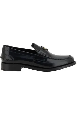 Prada Loafers, female, , Size: 10 US Elegant Leather Loafers with Iconic Details