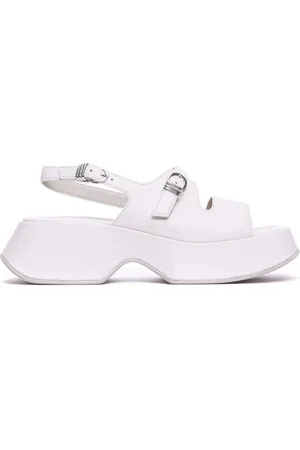 vic matiè Flat Sandals, female, , Size: 8 US Leather Platform Sandals with Buckle