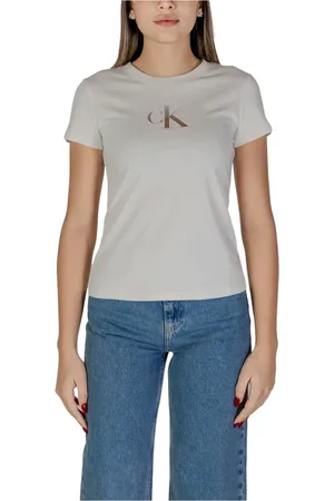 Calvin Klein T-Shirts, female, , Size: XL Relaxed Fit Tee Round Neck Cotton
