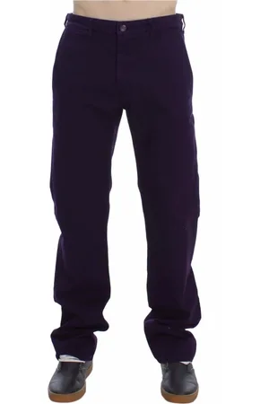 Gianfranco Ferré Straight Trousers, male, , Size: M Lila Stretch Slim Chinos