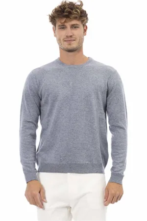 ALPHA STUDIO Round-neck Knitwear, male, , Size: S Luxurious Wool Blend Crew Neck Sweater