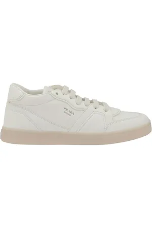 Prada Sneakers, female, , Size: 11 US Monogram Leather Sneakers with Flat Sole