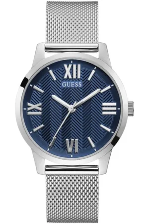 Guess Watches, male, , Size: ONE SIZE Silver Stainless Steel Analog Quartz Watch