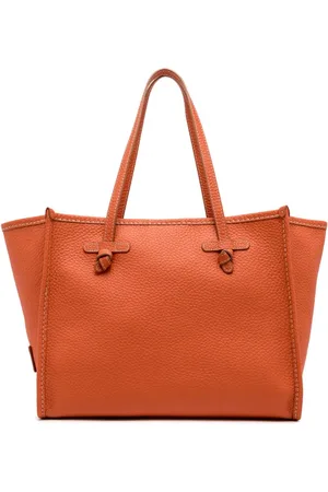 Gianni chiarini Tote Bags, female, , Size: ONE SIZE Coral Leather Shopping Bag with Clutch