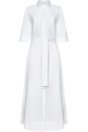 P.A.R.O.S.H. Shirt Dresses, female, , Size: S Cotton Poplin Shirt Dress with Floral Embroidered Lace Pockets