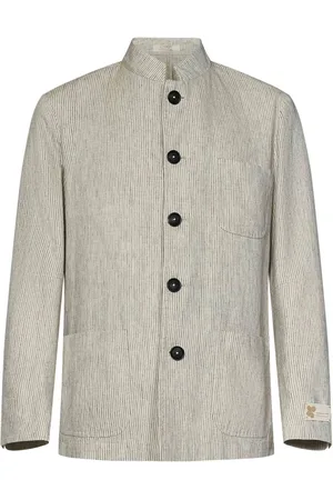 MASSIMO ALBA Light Jackets, male, , Size: XL Linen-Cotton Jacket with Guru Collar