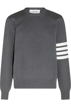 Thom Browne Round-neck Knitwear, male, , Size: XL Striped Cotton Jumper