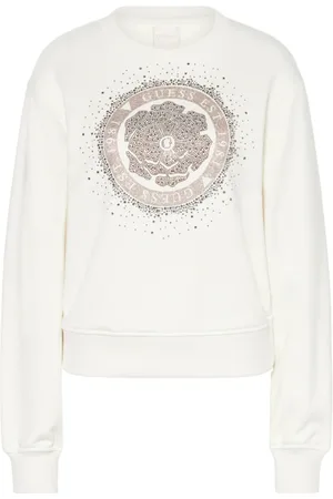 Guess Sweatshirts, female, , Size: L Long Sleeve Cream Peony Logo Sweatshirt