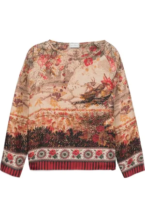 PIERRE-LOUIS MASCIA Blouses, female, , Size: L Graphic Print Crew Neck Top