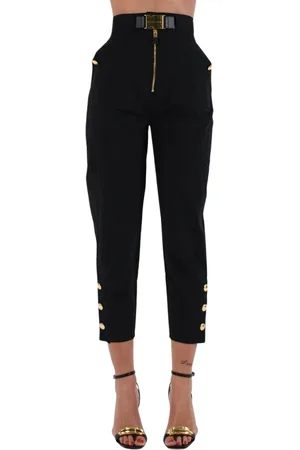 Elisabetta Franchi Cropped Trousers, female, , Size: 2XL Technical sail pants with belt