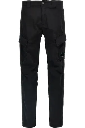 C.P. Company Straight Trousers, male, , Size: S Cargo Trousers with Logo Patch