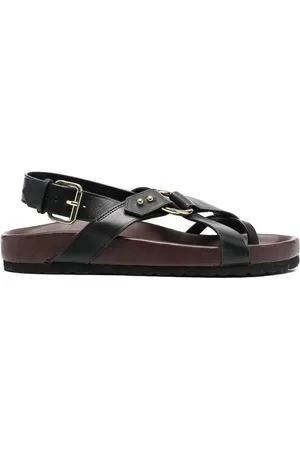 Soeur Flat Sandals, female, , Size: 7 US Leather Open Toe Slingback Sandals