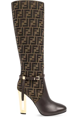 Fendi Heeled Boots, female, , Size: 8 1/2 US Monogrammed boots