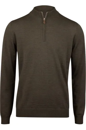 Stenströms Turtlenecks, male, , Size: XL Textured Merino Wool Half-Zip Sweater