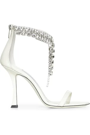 Jimmy Choo High Heel Sandals, female, , Size: 10 US Crystal-embellished Ivory Sandals