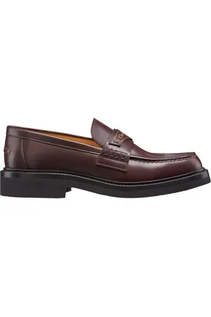 Dior Loafers, female, , Size: 12 US Leather Loafers with Gold-tone Logo Detail
