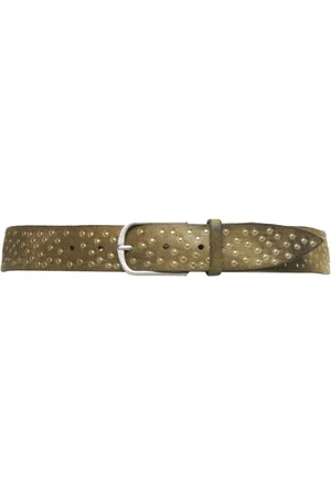 Gavazzeni Belts, female, , Size: 85 CM Green Leather Studded Belt