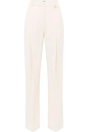 Elisabetta Franchi Straight Trousers, female, , Size: S Palazzo Trousers with Pintucks and Contrast Stitching