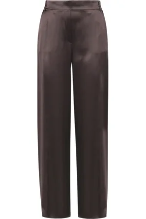 Maliparmi Straight Trousers, female, , Size: M Wide satin trousers with elastic waist