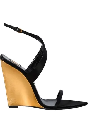 Saint Laurent Wedges, female, , Size: 8 US Wedge Heel Sandals with Ankle Strap
