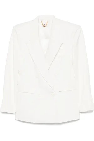 Elisabetta Franchi Blazers, female, , Size: L White Double-Breasted Jacket with Flap Pockets