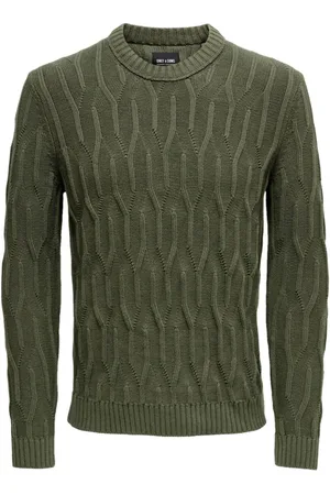 Only & Sons Round-neck Knitwear, male, , Size: XS Cable Knit Jumper