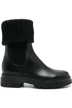 Gianvito Rossi Chelsea Boots, female, , Size: 11 US Leather Knit Detail Boots