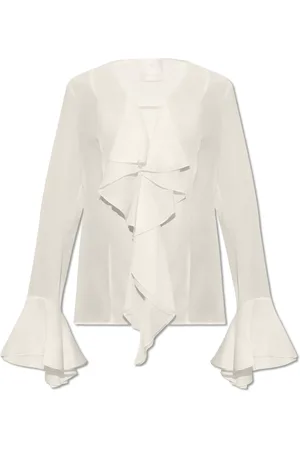 Givenchy Blouses, female, , Size: S Blouse in 4G Silk with Ruffles