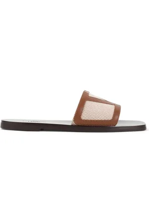 VALENTINO GARAVANI Sliders, male, , Size: 8 US Leather Sandals Stylish Design