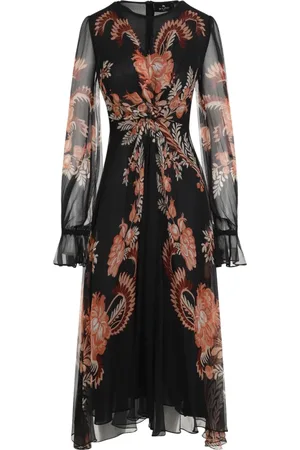 Etro Midi Dresses, female, , Size: XS Black Silk Dress Elegant Statement Piece