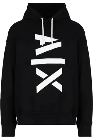 Armani Exchange Hoodies, male, , Size: XS Hooded Sweatshirt with Vertical White AX Print
