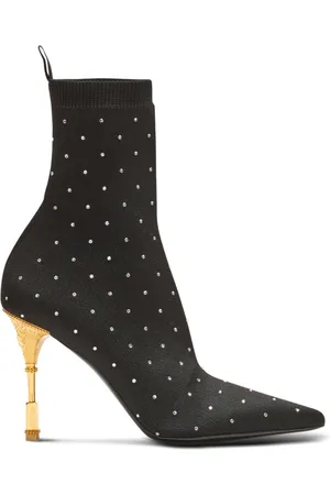 Balmain Heeled Boots, female, , Size: 7 US Moneta Technical Knit Ankle Boots