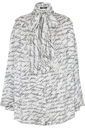 Balmain Blouses, female, , Size: XS -Bow Shirt With `Love Letter` Print